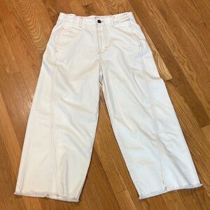 a.n.a Cream High-Rise Wide Leg Crop Pants